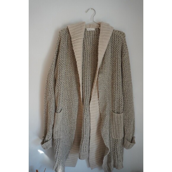 Sleeping on Snow Anthropologie Long Wool Blend Hooded Cardigan Duster Size Small - Picture 2 of 10